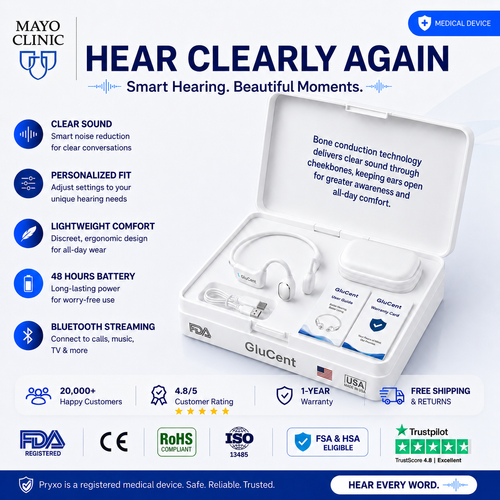 🔥Made In USA🏆GluCent® Bone Conduction Smart Hearing Headphones （Mayo Clinic Recommended）